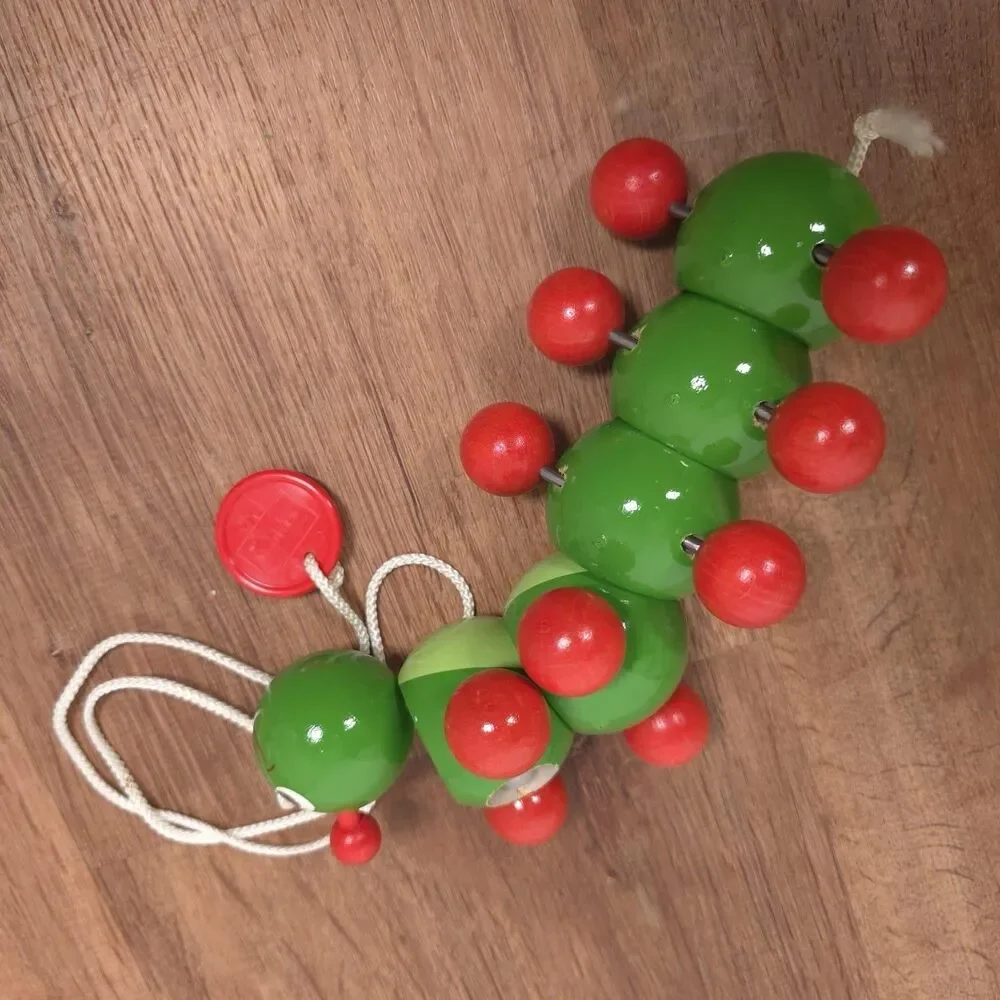 Walter Spielwaren Wooden Pull Along Toy Bundle Frog + Caterpillar West Germany‎